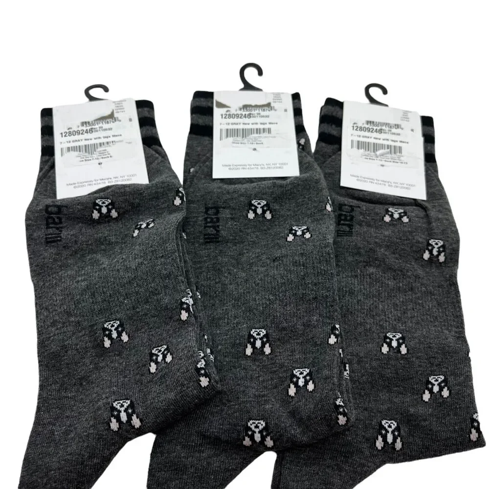 Bar III Men's Bulldog Boxer Frenchie Dog Socks size 7-12 Gray Lot of Three